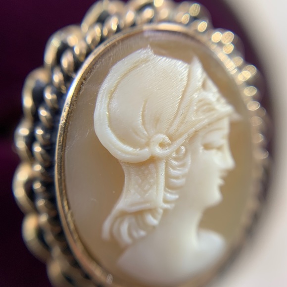 18k Gold Cameo Ring 9-9.25 Man Or God In Helmet - Picture 4 of 11